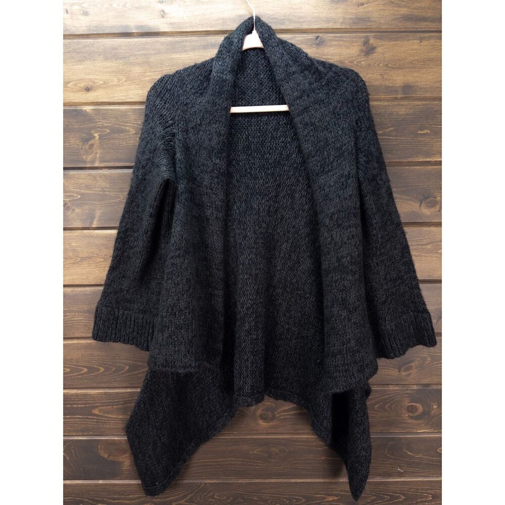 Wooden Ships Mohair Wool Blend Open Front Cardigan Grey Charcoal S/M Boho